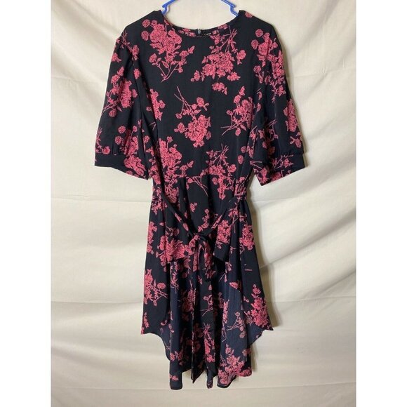 CURVE TUNIC TOP BELT BLACK PINK FLOWERS WOMENS PLUS SIZE 3X - Picture 1 of 3